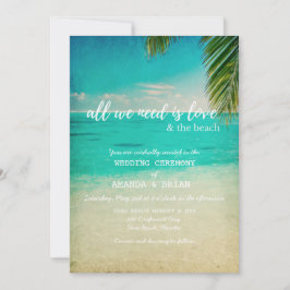 愛とビーチ結婚式招待状 招待状