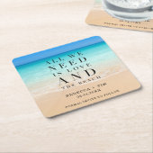 愛とビーチ結婚式日付を保存 スクエアペーパーコースター (アングル)