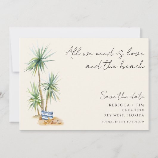 愛とビーチ結婚式日付を保存 セーブザデート (正面)