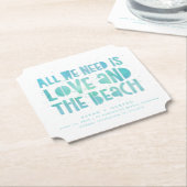 愛とビーチ結婚式日付を保存 ペーパーコースター (アングル)