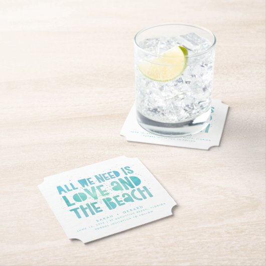 愛とビーチ結婚式日付を保存 ペーパーコースター (インサイチュ)