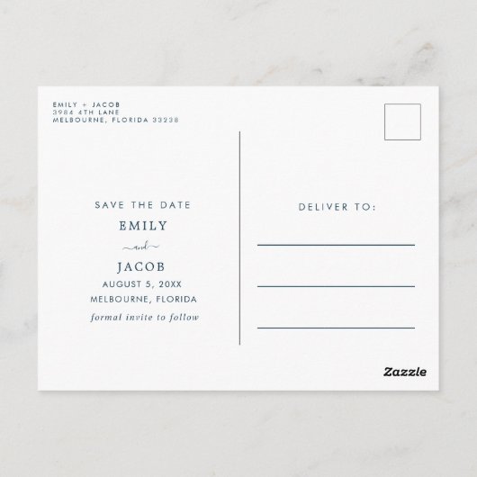 愛とビーチ結婚式日付を保存 ポストカード (裏面)