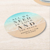 愛とビーチ結婚式  ラウンドペーパーコースター (アングル)