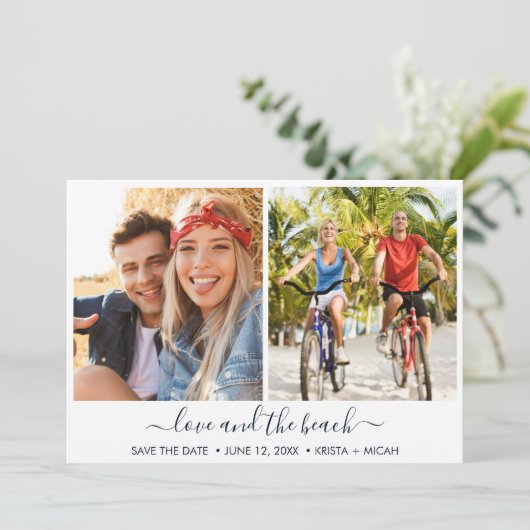 愛とビーチ2枚の写真結婚の セーブザデート (スタンド正面)