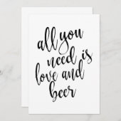 愛とビールだけが必要です - お手頃なサイン 招待状 (正面/裏面)