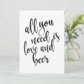 愛とビールだけが必要です - お手頃な看板 招待状 (スタンド正面)