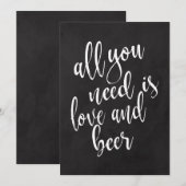 愛とビール　お手頃な黒板ウェディングサイン 招待状 (正面/裏面)