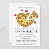 愛とピザおもしろいリハーサル夕食招待状 招待状 (正面/裏面)