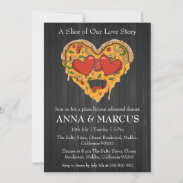 愛とピザおもしろいリハーサル夕食招待状 招待状