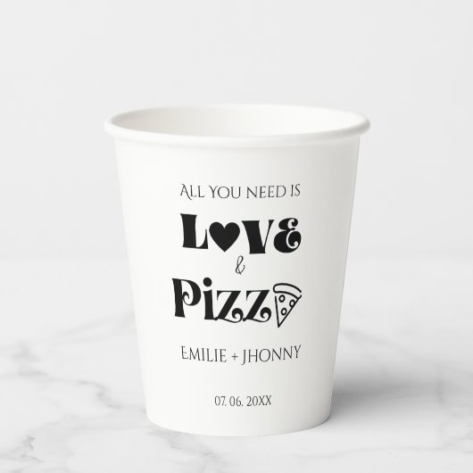 愛とピザがあればそれでいい!結婚前お茶会 紙コップ (裏面)