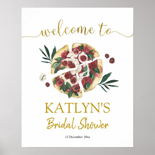 愛とピザがあれば結婚前のお祝い ポスター (正面)