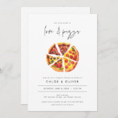 愛とピザのカップルシャワーの招待状　婚約 招待状 (正面/裏面)