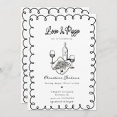 愛とピザ | お洒落ブライダルシャワー 招待状 (正面/裏面)