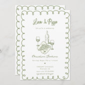 愛とピザ | お洒落ブライダルシャワー 招待状 (正面/裏面)