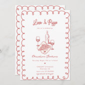 愛とピザ | お洒落ブライダルシャワー 招待状 (正面/裏面)