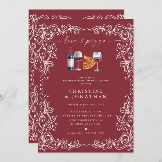 愛とピザ |リハーサルディナー招待状 招待状 (正面/裏面)