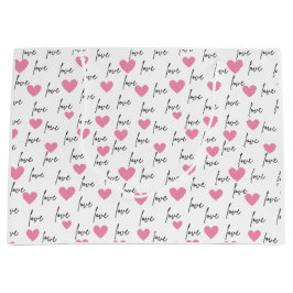 愛とピンクハート ラージペーパーバッグ