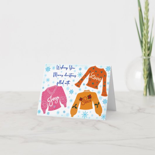 愛とピースと喜びでいっぱいのクリスマスカード サンキューカード (正面)