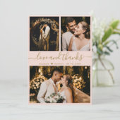 愛とピ感謝していンクと金ゴールドが結婚ありがとう サンキューカード (スタンド正面)