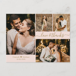 愛とピ感謝していンクと金ゴールドが結婚ありがとう ポストカード