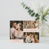 愛とピ感謝していンクと金ゴールドが結婚ありがとう ポストカード (スタンド正面)