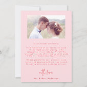 愛とピ感謝していンククの赤いボウの写真結婚 サンキューカード (裏面)