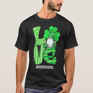 愛とプリスクールのノーム セントパトリックスデーの先生 Tシャツ