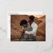 愛とホイ感謝していルの結婚ありがとうはがき 箔招待状ポストカード (正面/裏面)