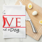 愛とポメラニア犬キッチンタオル キッチンタオル (四つ折り)