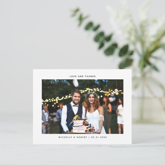 愛とミニマ感謝していリストの写真結婚ありがとう ポストカード (スタンド正面)