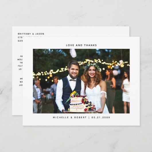 愛とミニマ感謝していリストの写真結婚ありがとう ポストカード (正面/裏面)