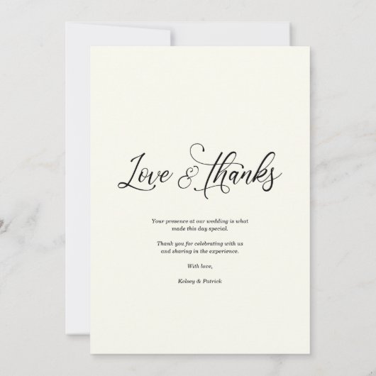 愛とミニマ感謝していリストの写真結婚の サンキューカード (裏面)