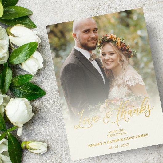 愛とミニマ感謝していリストの写真結婚の 箔招待状