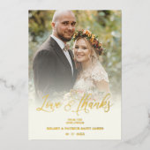 愛とミニマ感謝していリストの写真結婚の 箔招待状 (正面)