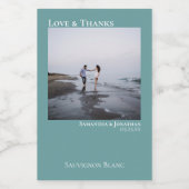 愛とミニマ感謝していリストティール（緑がかった色）の結婚フォトミニ ワインラベル (シングルラベル)