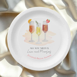 愛とミモザだけ All You Need Is Love and Mimosas ブライダルシャワー ペーパープレート