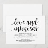 愛とミモザ、モダンな結婚前お祝いパーティー 招待状 (正面/裏面)