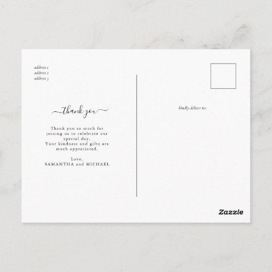 愛とモダン写真感謝してい赤ちゃんシャワーありがとう ポストカード (裏面)