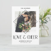 愛とモダン応援カップルの写真クリスマス シーズンカード (スタンド正面)