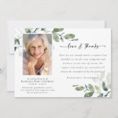 愛とユーカリ感謝していプの葬儀記念写真 サンキューカード (正面)