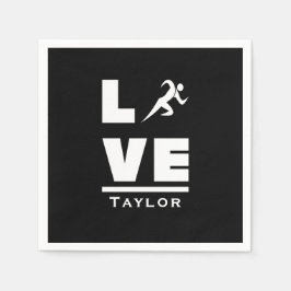 愛とライブアスレチックストラックとフィールドスポーツファン スタンダードカクテルナプキン