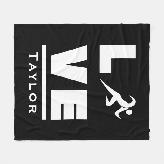 愛とライブアスレチックストラックとフィールドスポーツファン フリースブランケット (正面(横))