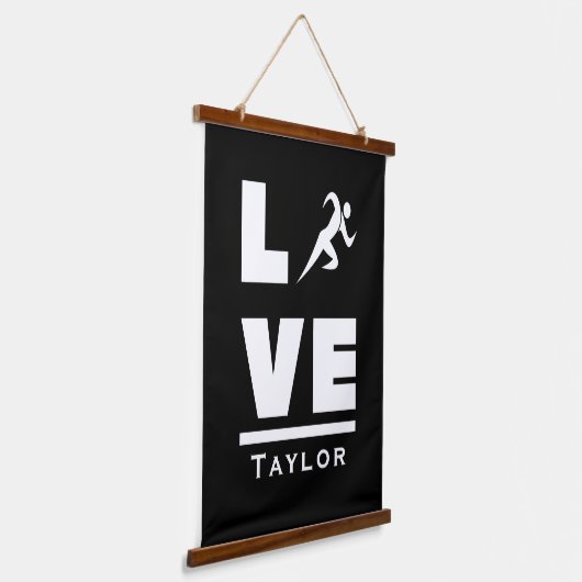 愛とライブアスレチックストラックとフィールドスポーツファン 吊り下げ型タペストリー (傾斜あり)