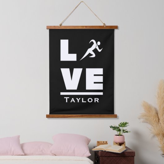 愛とライブアスレチックストラックとフィールドスポーツファン 吊り下げ型タペストリー (寝室)