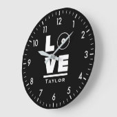 愛とライブビリヤードとプールスポーツファン ラージ壁時計 (傾斜)