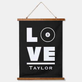 愛とライブビリヤードとプールスポーツファン 吊り下げ型タペストリー