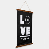 愛とライブビリヤードとプールスポーツファン 吊り下げ型タペストリー (傾斜あり)