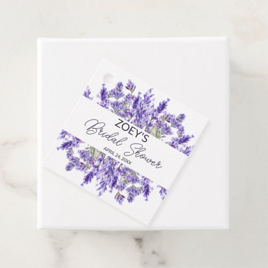 愛とラベンダー | エレガントな花のブライダルシャワー フェイバータグ (インサイチュ)