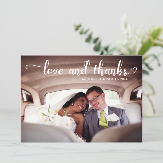愛とロマ感謝していントの結婚写真 サンキューカード (スタンド正面)