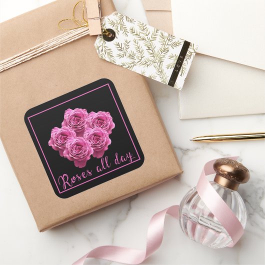 愛とローズについてのユーモアのある名言 スクエアシール (ギフト)